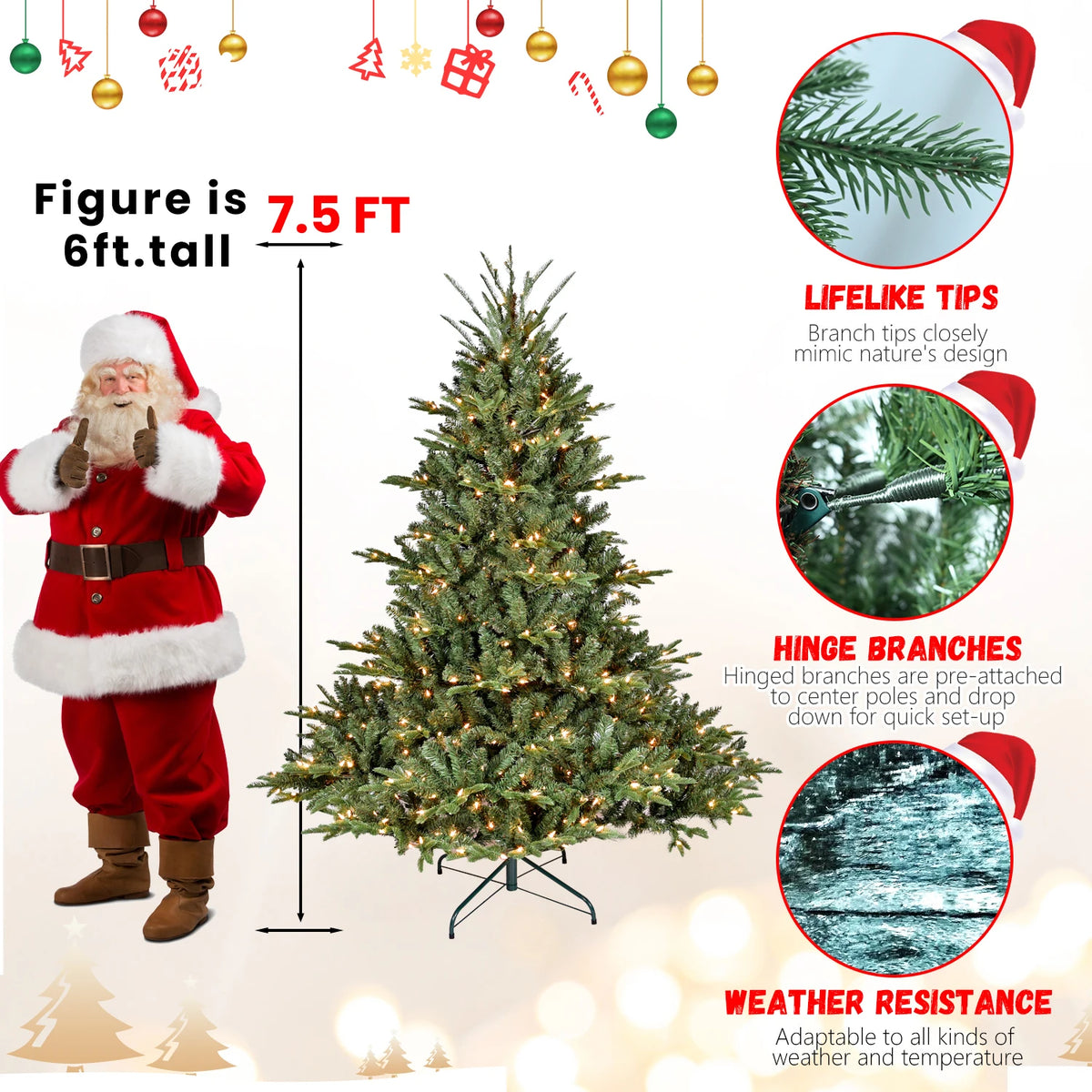 Prelit Artificial Christmas Tree With UL Certified LED Lights