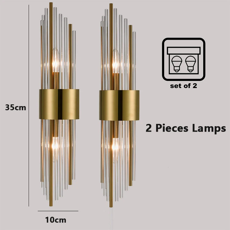 Indoor Home Decor Luxury Sconce Light Iron Base Glass Tube Lampshade Wall Lamps G9 Bulbs Up Down Hotel Corridor Lighting Lustres