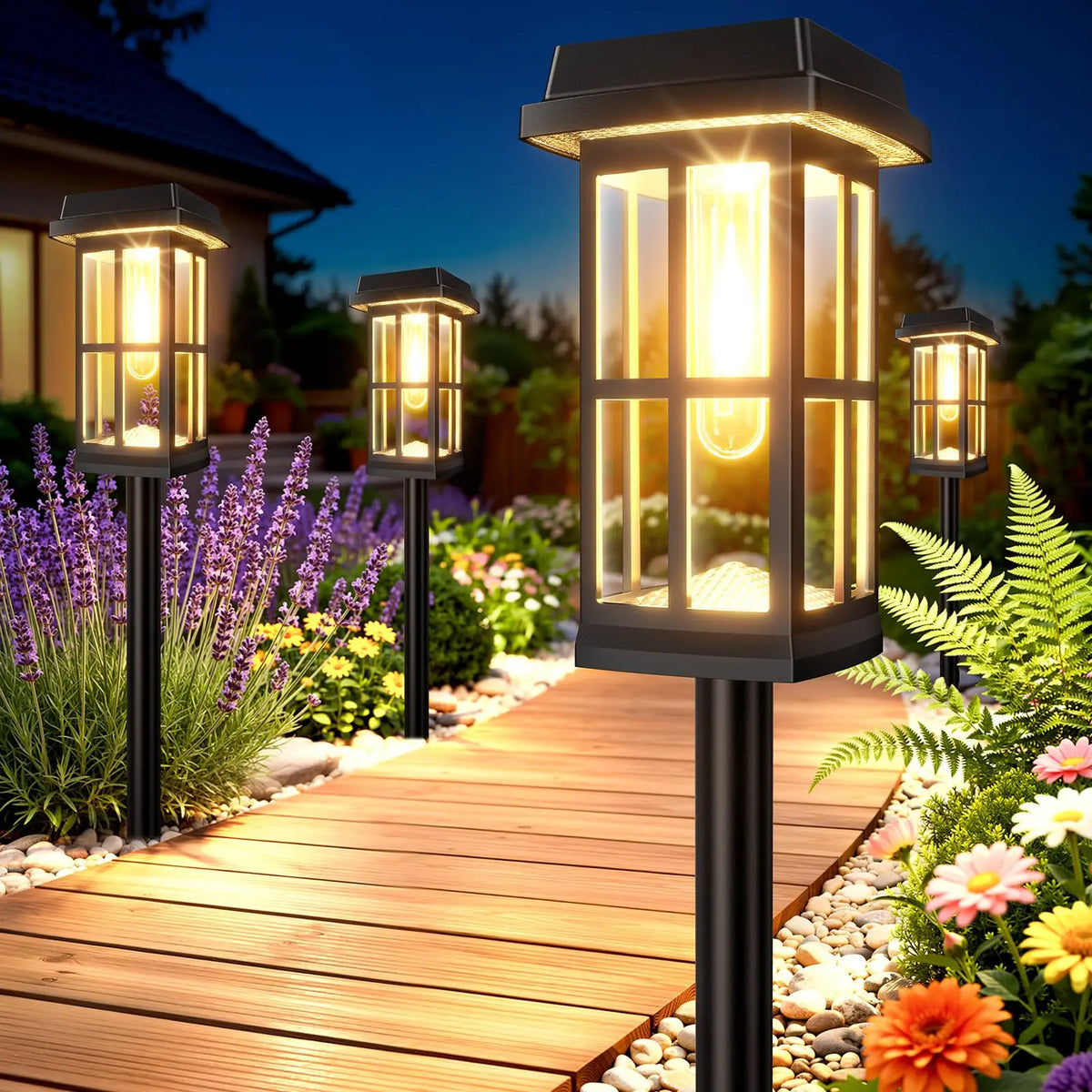 Solar Powered LED Pathway Lights for Outdoor Garden Walkways