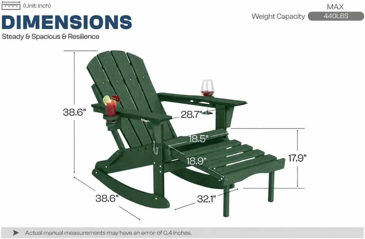 SHXI Folding HDPE Adirondack Rocking Chair for Outdoor Patio Comfort