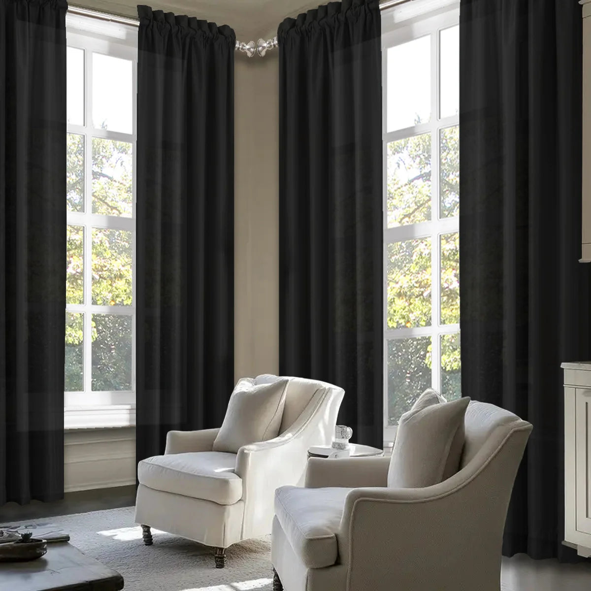 4pcs Light Filtering Curtains - Elegant Colour Fade-Resistant Polyester with Rod Pocket Design, Perfect for Living Room, Bedroom
