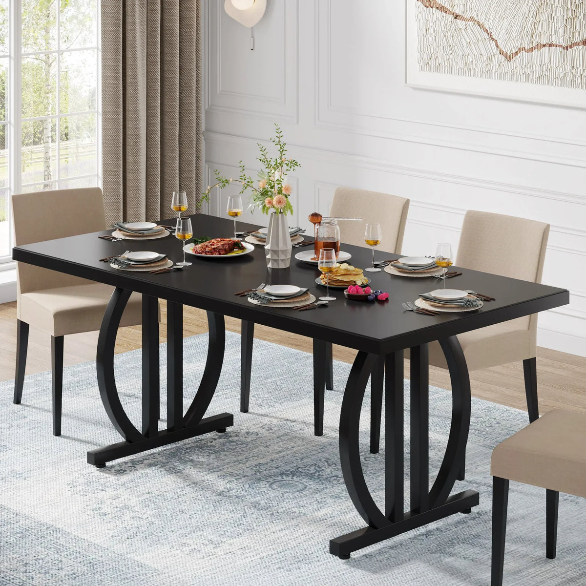 Tribesigns Modern Industrial Dining Table with Heavy Duty Metal Frame