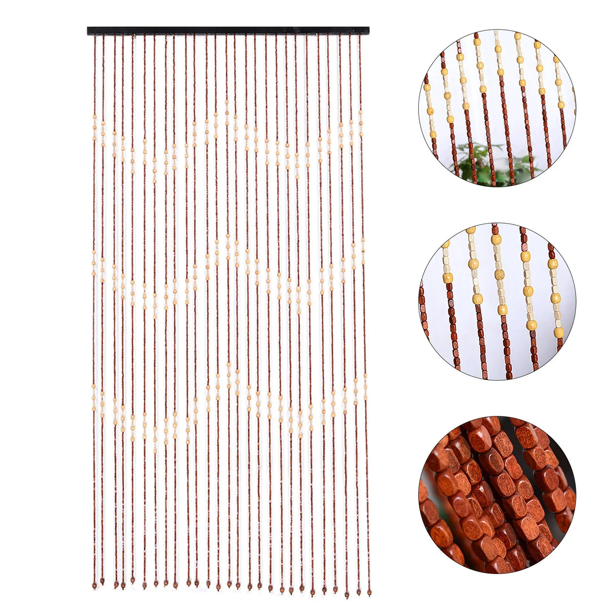 90x175CM 27 Lines Door Curtain Wooden Bead Curtain With Jagged Pattern Fly Screen Gate Divider Sheer For Home Accessories