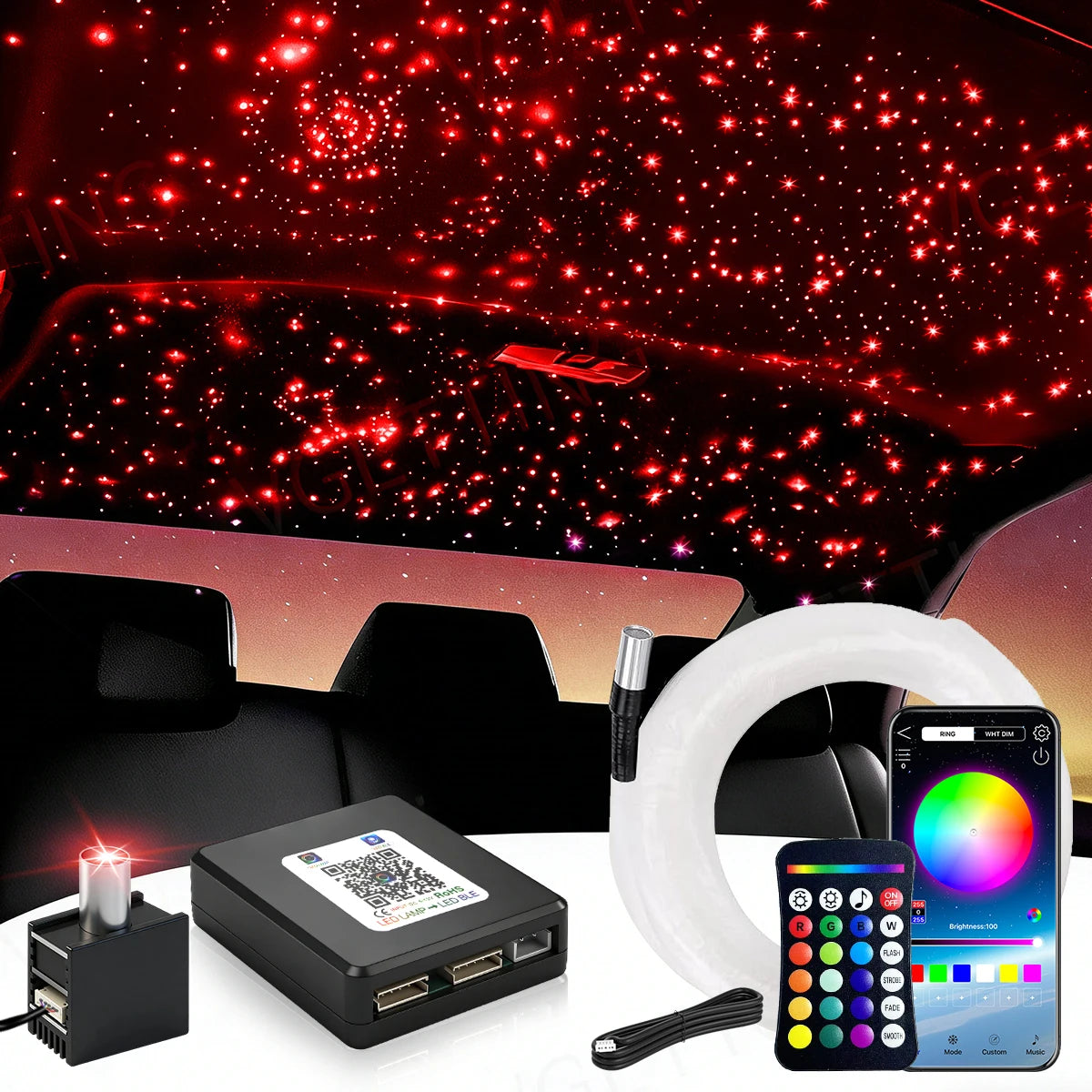 Brivglent Fiber Optic Starlight Headliner Kit For Cars With Remote