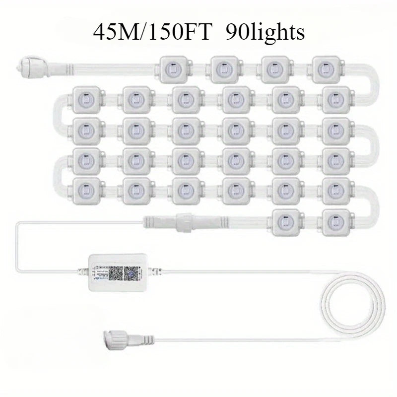 GCTECHING Waterproof Permanent Outdoor LED String Lights for Eaves Decor