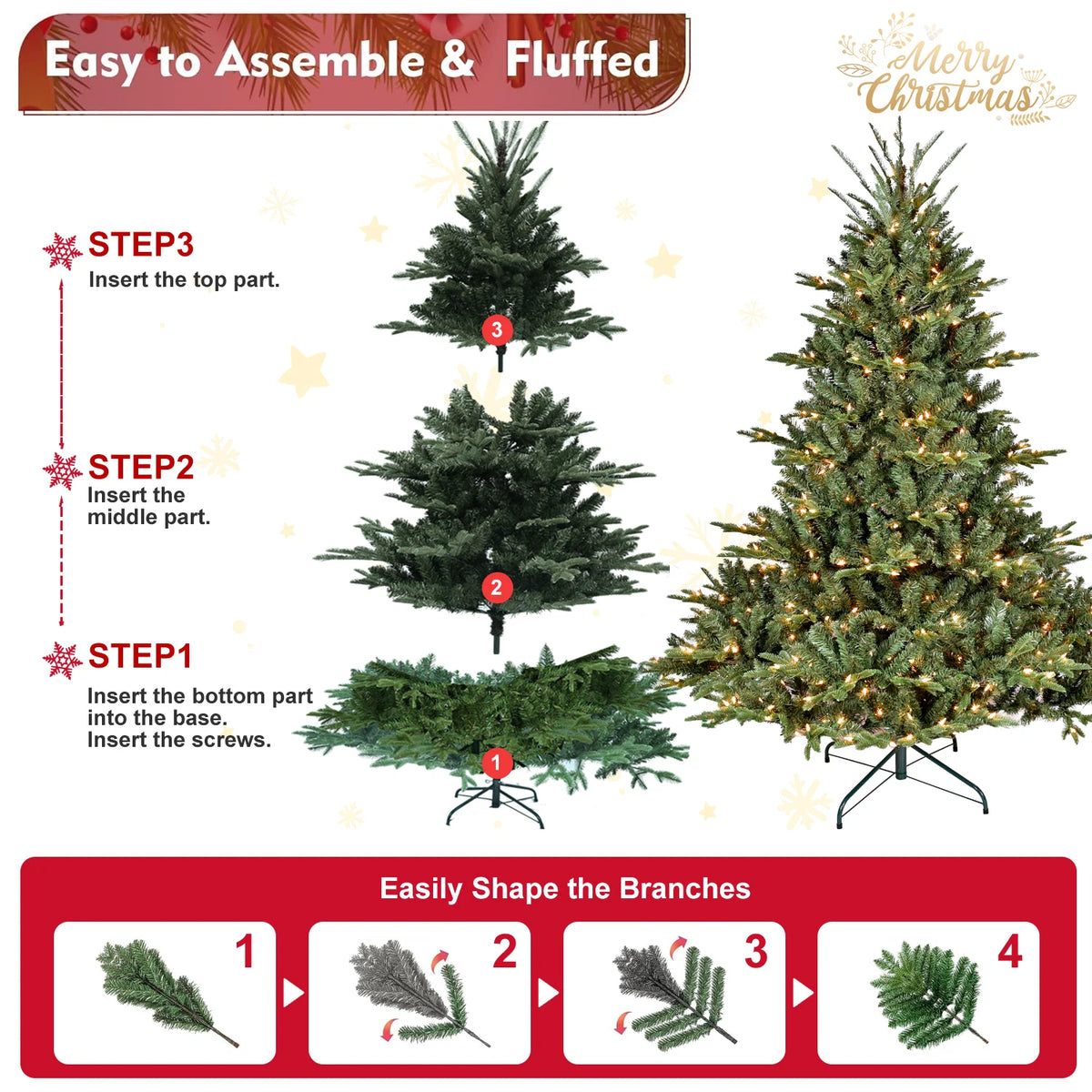 Prelit Artificial Christmas Tree With UL Certified LED Lights