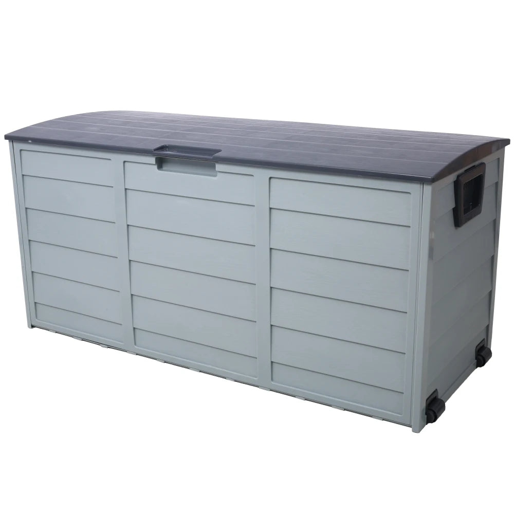 All Weather UV Resin 75 Gallon Outdoor Deck Box with Wheel Patio Backyard Storage Bin for Cushions Garden Tools Pool Toys