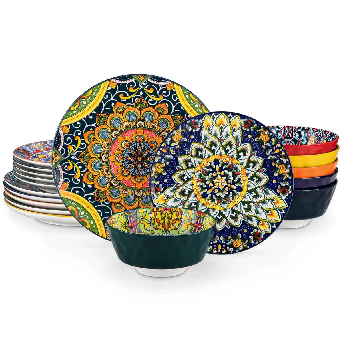 MALACASA Ceramic Dinnerware Set With Plates And Bowls For Home Dining