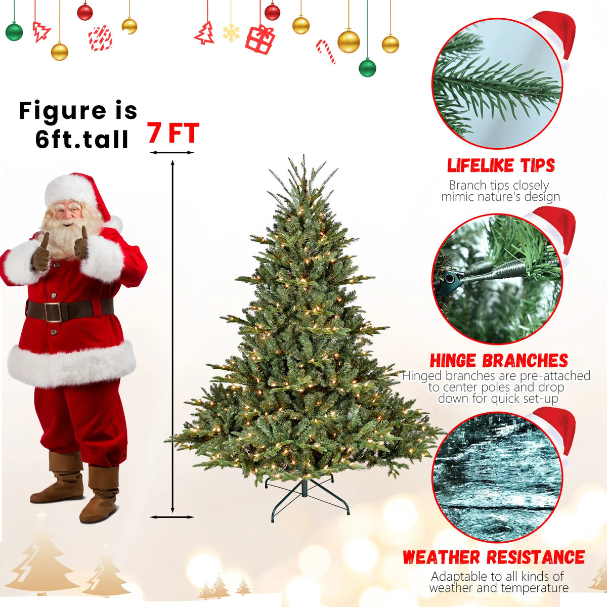 Prelit Artificial Christmas Tree With UL Certified LED Lights