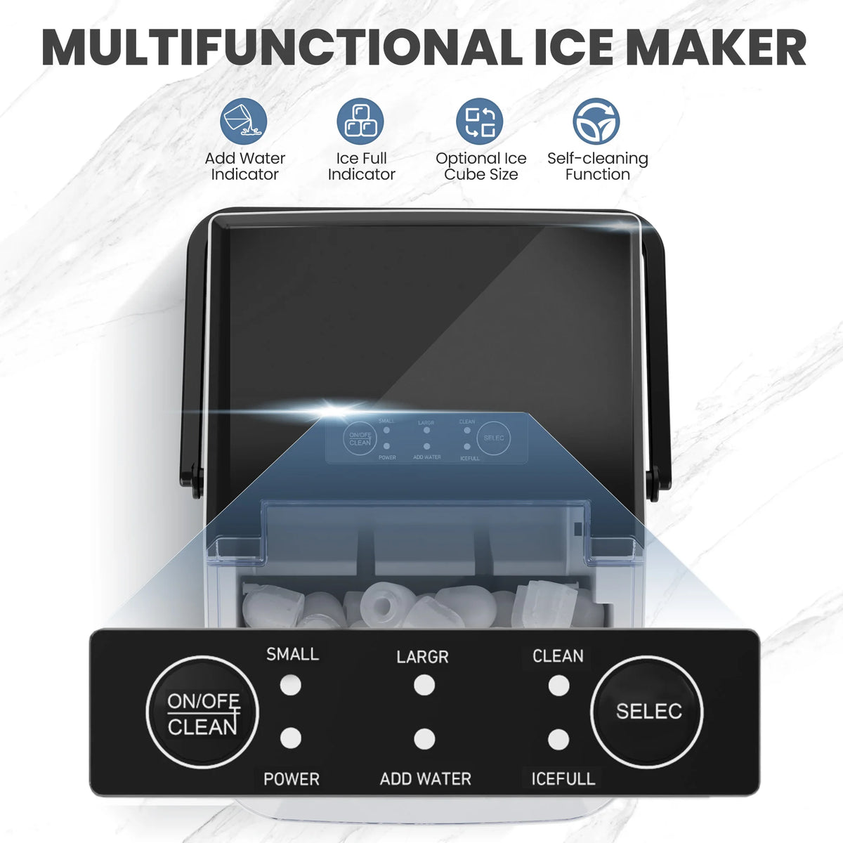 Portable Countertop Ice Maker With Fast Ice And Self Cleaning