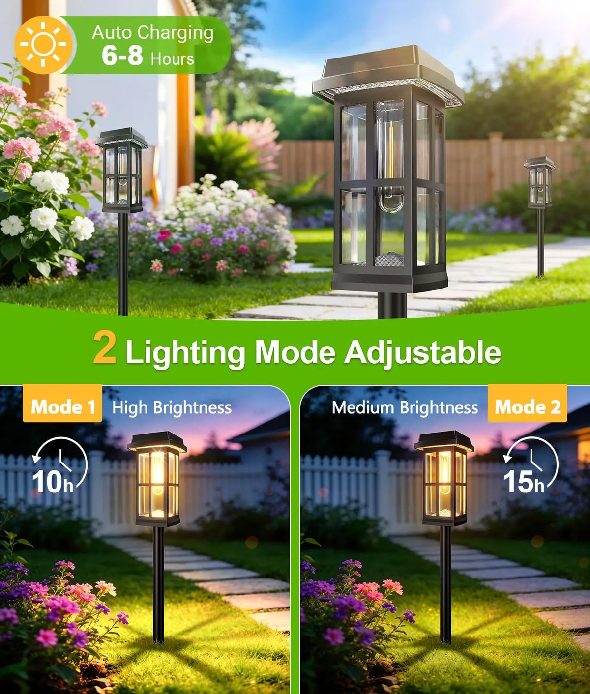 Solar Powered LED Pathway Lights for Outdoor Garden Walkways