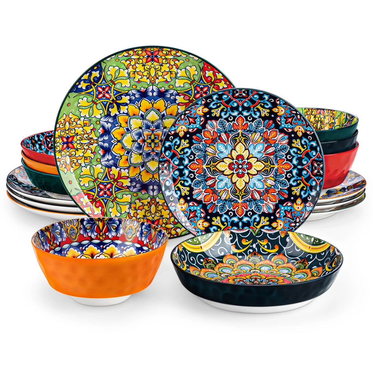 MALACASA Ceramic Dinnerware Set With Plates And Bowls For Home Dining