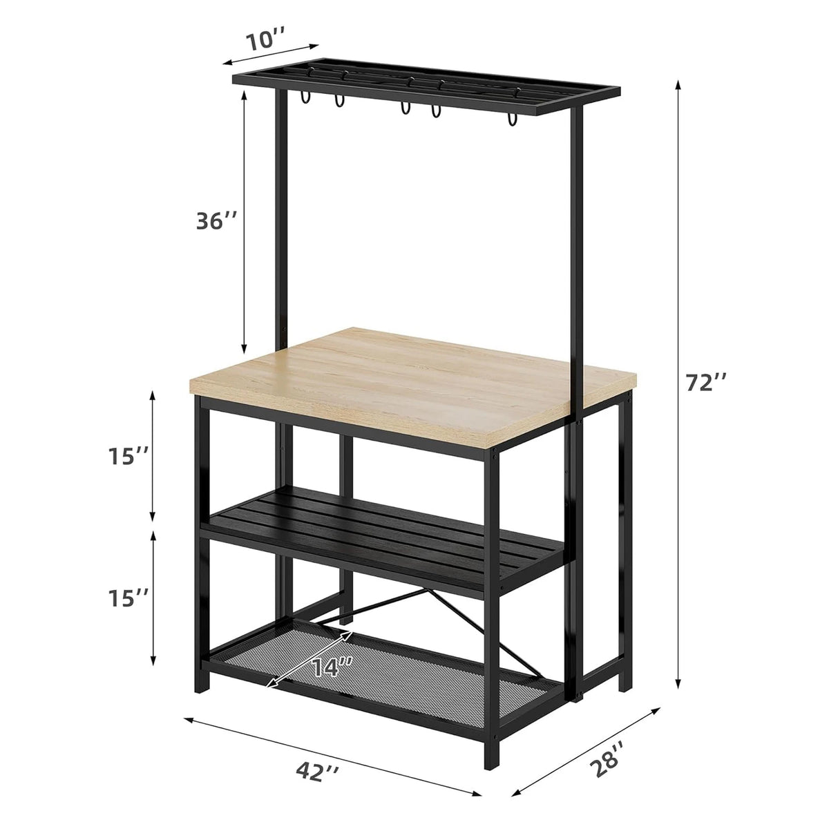 HiMISS Kitchen Island Bakers Rack With Microwave Storage Shelves