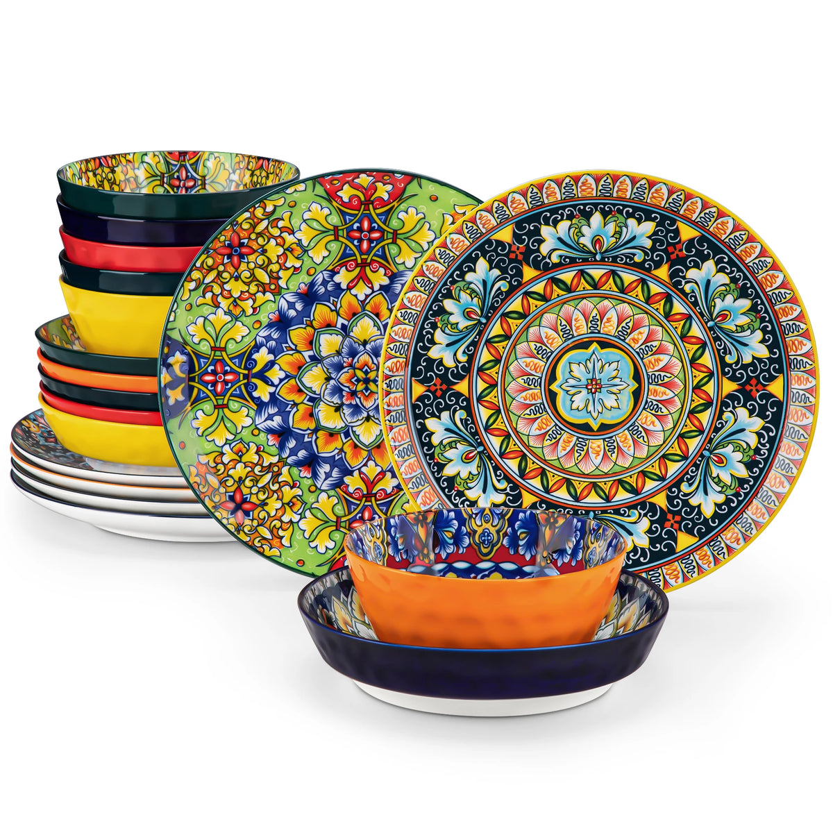 MALACASA Ceramic Dinnerware Set With Plates And Bowls For Home Dining