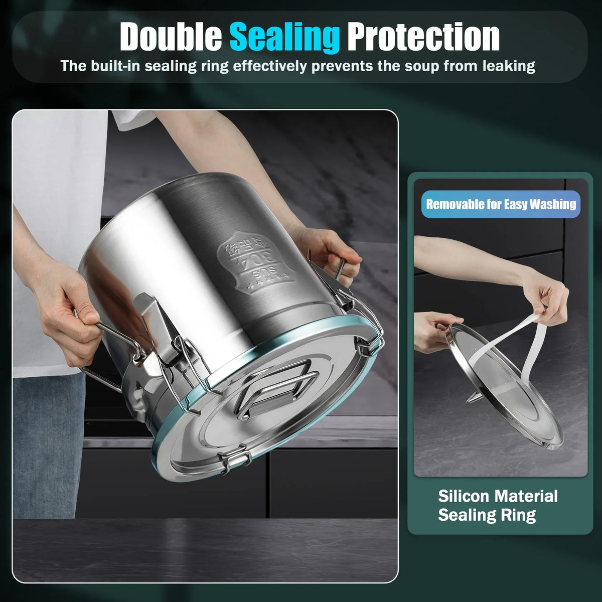 Airtight Stainless Steel Food Storage Canister With Locking Clamp