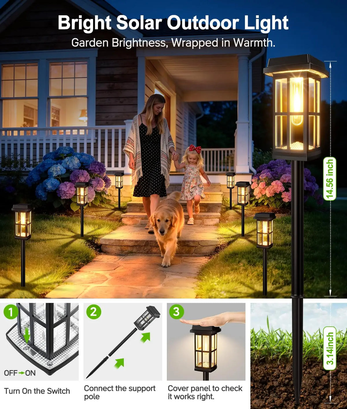 Solar Powered LED Pathway Lights for Outdoor Garden Walkways
