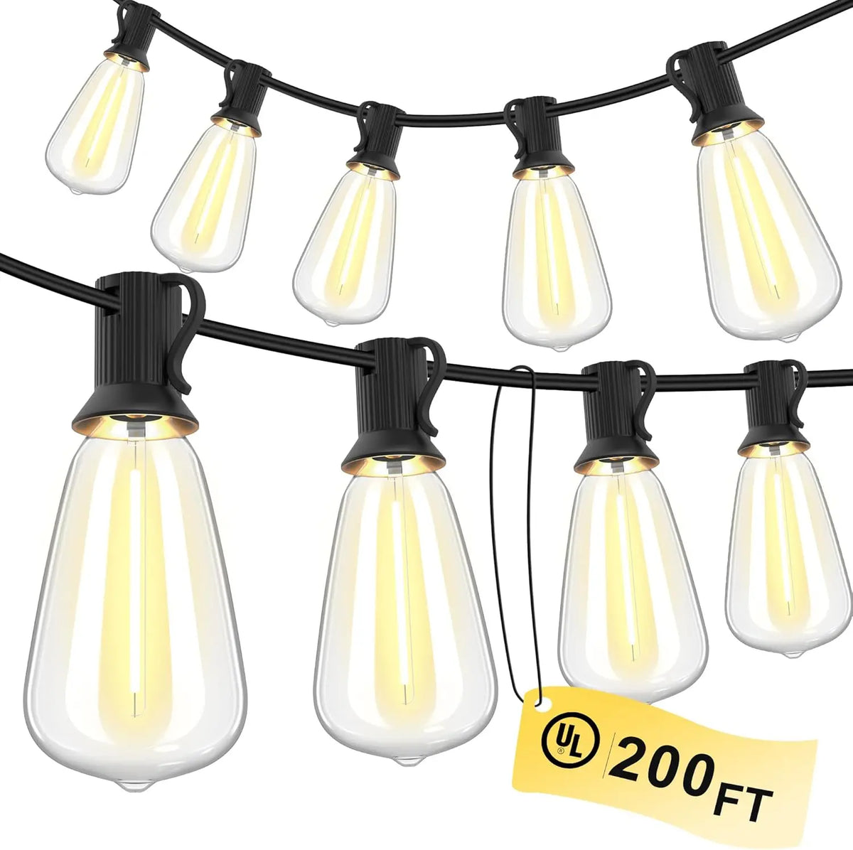 MIMIRGB Waterproof Dimmable Outdoor LED String Lights With Replaceable Bulbs