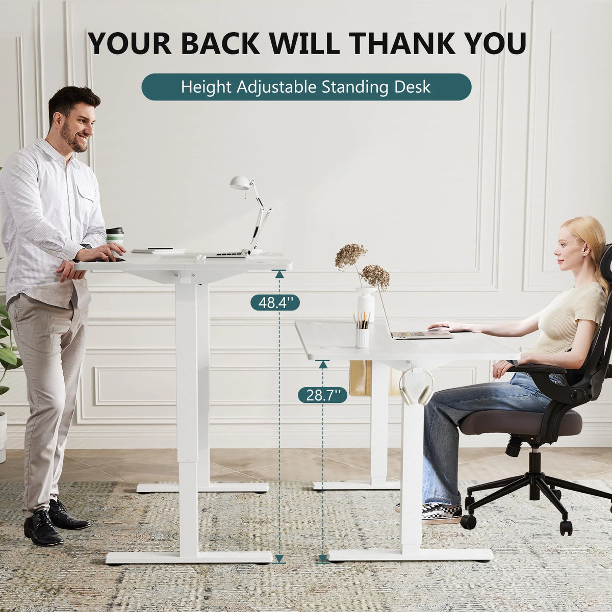 JHK Electric Height Adjustable Sit Stand Ergonomic Office Desk