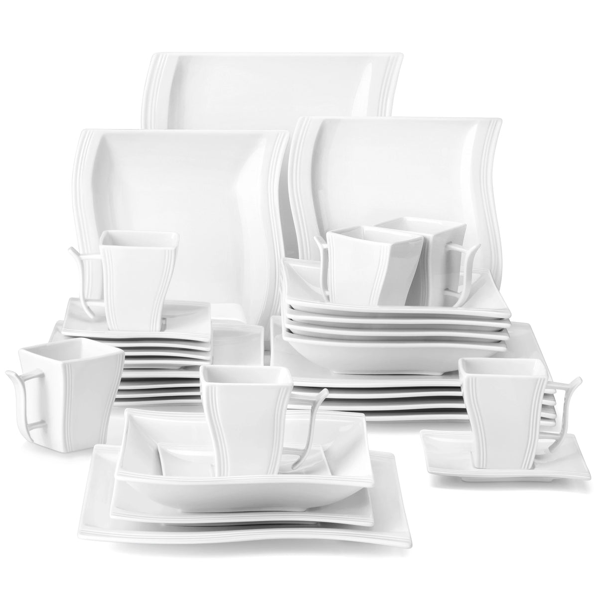 MALACASA Flora Porcelain Dinnerware Set With Plates And Cups