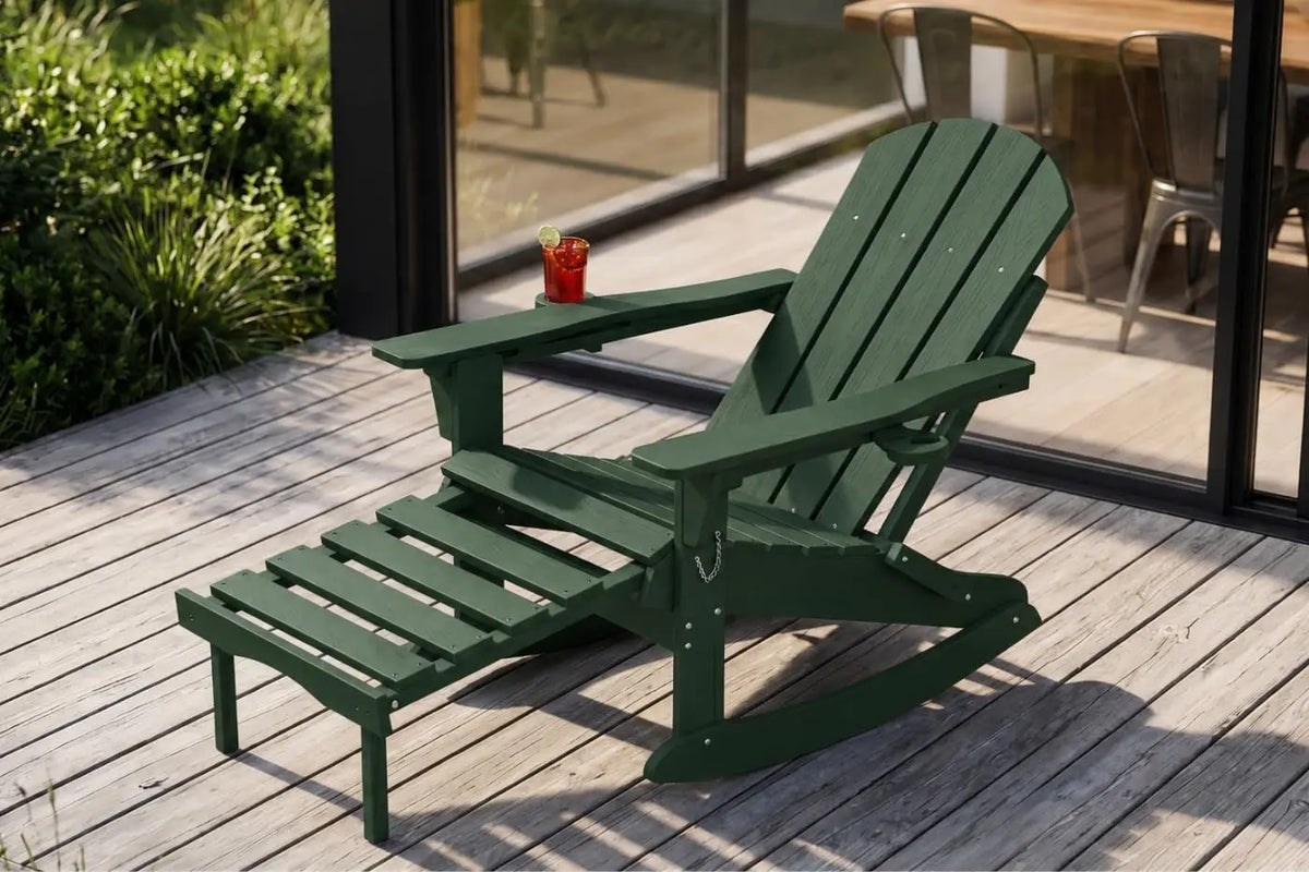 SHXI Folding HDPE Adirondack Rocking Chair for Outdoor Patio Comfort