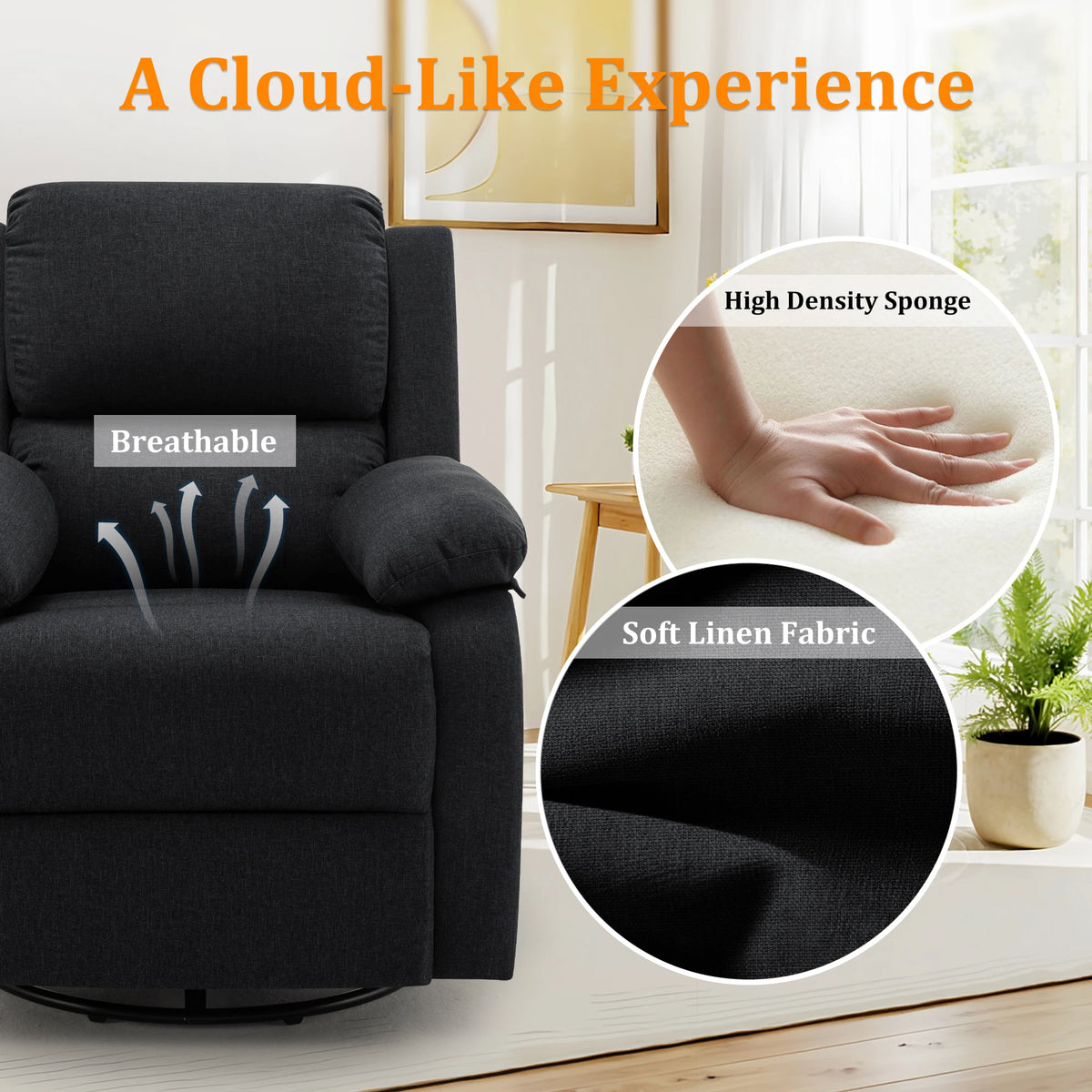 Korser 360 Swivel Rocker Recliner Chair for Adults