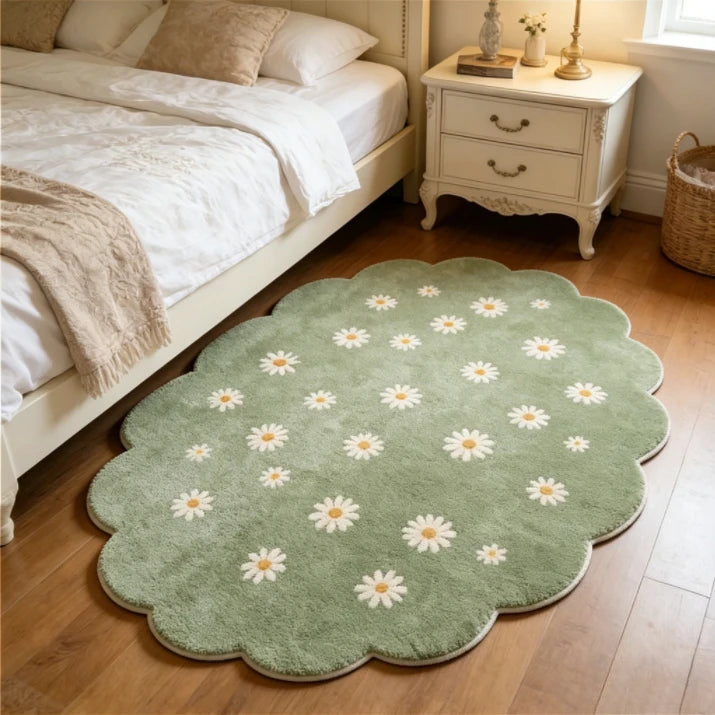 French Style Bedroom Decor Plush Carpet Flower Pattern Carpets for Living Room Fluffy Soft Bedside Floor Mat Thick Washable Rug