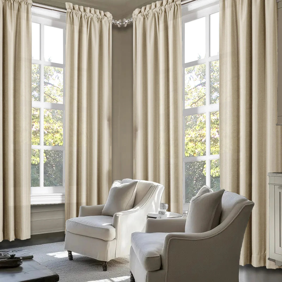 4pcs Light Filtering Curtains - Elegant Colour Fade-Resistant Polyester with Rod Pocket Design, Perfect for Living Room, Bedroom