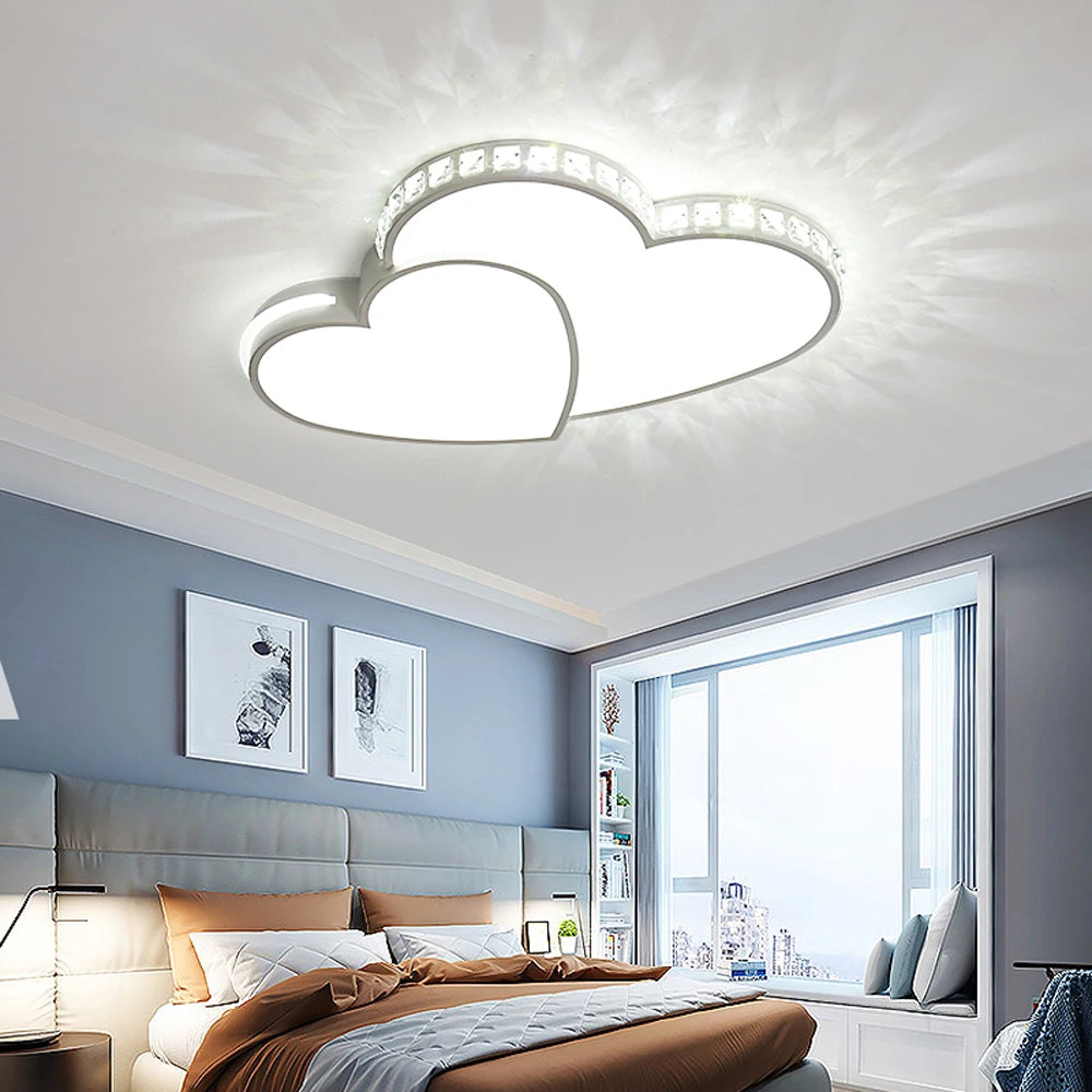 Modern Heart Shaped Crystal LED Flush Mount Ceiling Light Fixture