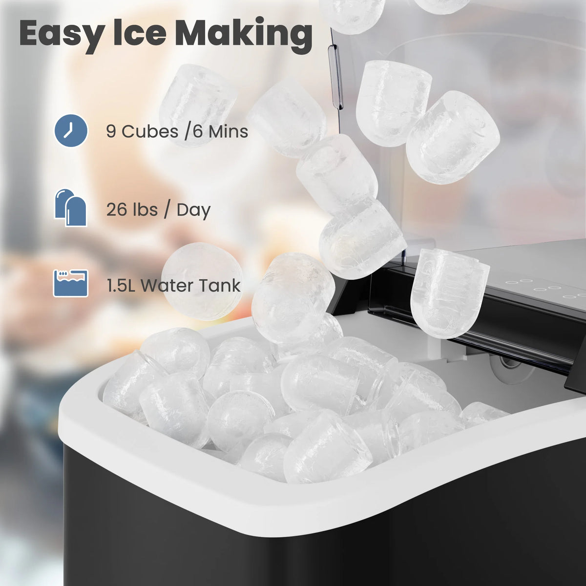 Portable Countertop Ice Maker With Fast Ice And Self Cleaning