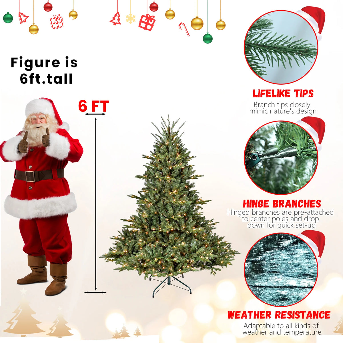 Prelit Artificial Christmas Tree With UL Certified LED Lights