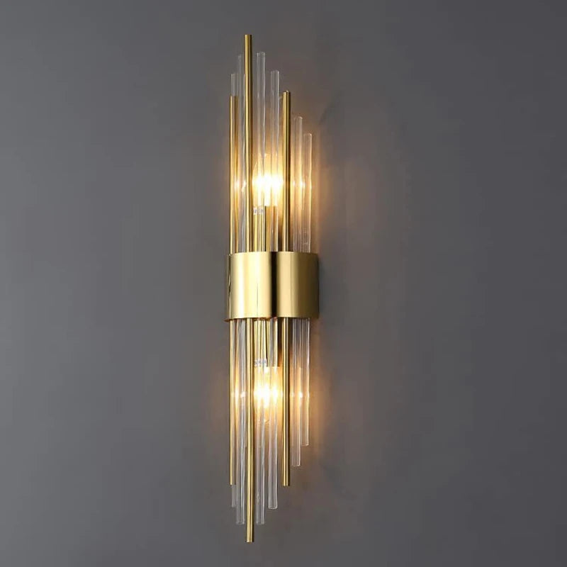Indoor Home Decor Luxury Sconce Light Iron Base Glass Tube Lampshade Wall Lamps G9 Bulbs Up Down Hotel Corridor Lighting Lustres