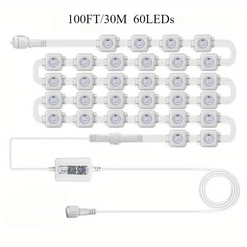 GCTECHING Waterproof Permanent Outdoor LED String Lights for Eaves Decor
