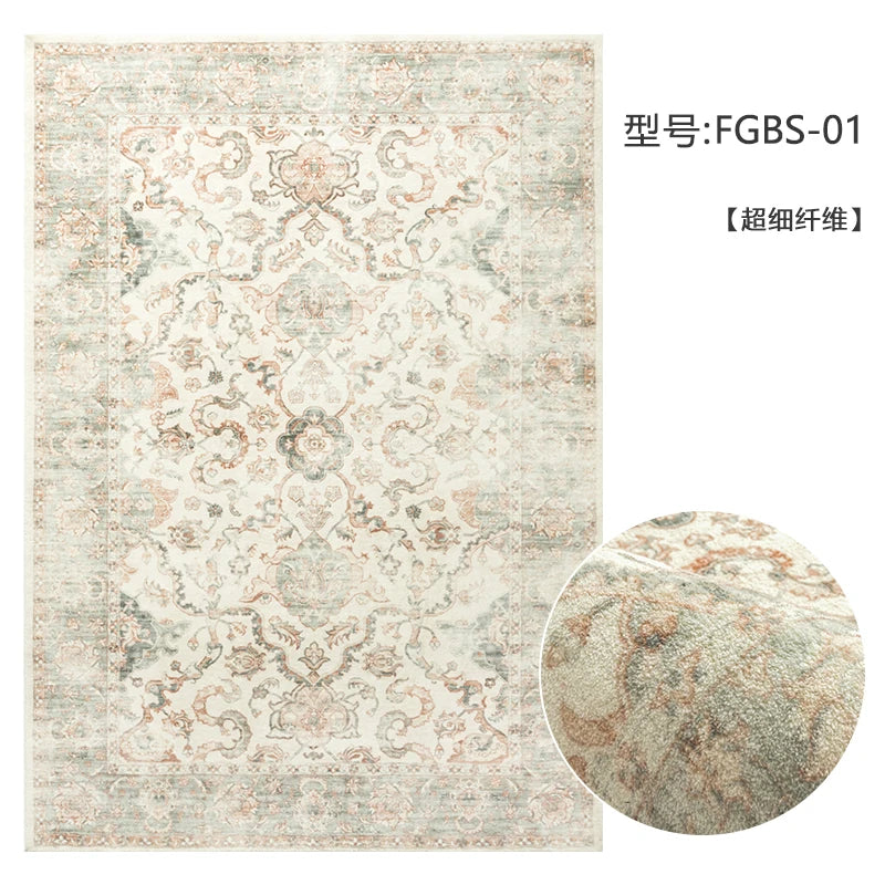 American Retro Carpets for Living Room Soft Fluffy Bedroom Decor Bedside Carpet Home Washable Rug Thicken Plush Lounge Floor Mat