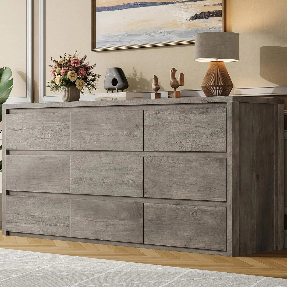 Acekool Modern Handleless Wood Dresser With Spacious Bedroom Storage