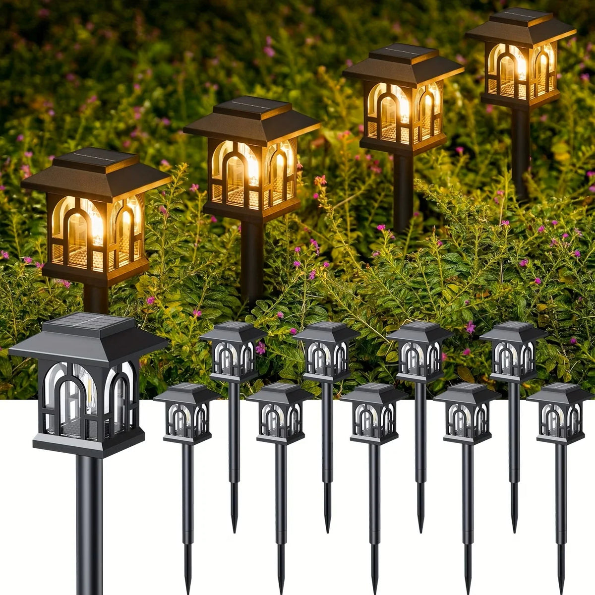 Solar Pathway Lights Waterproof LED Outdoor Landscape Garden Walkway Lighting