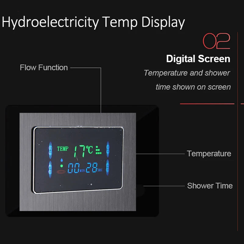 Quyanre Six Function LED Shower Panel With Rainfall Massage Jets