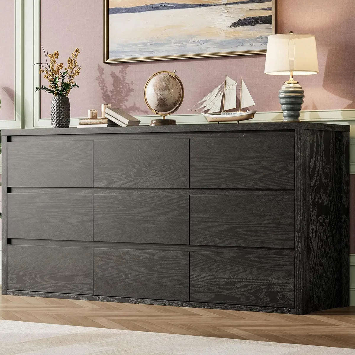 Acekool Modern Handleless Wood Dresser With Spacious Bedroom Storage