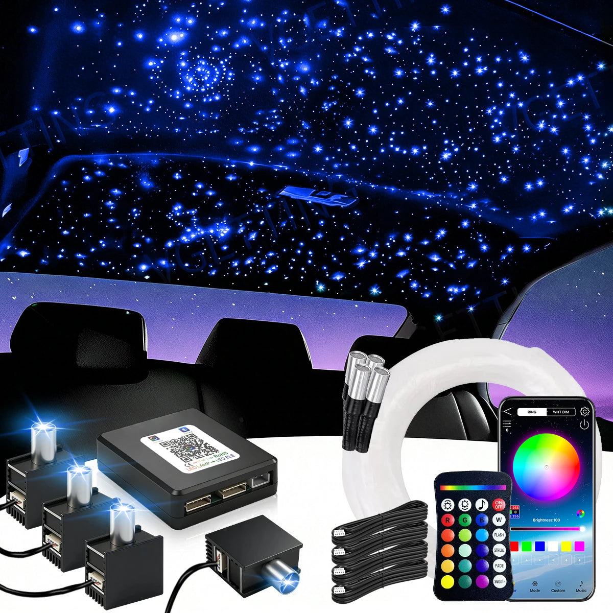 Brivglent Fiber Optic Starlight Headliner Kit For Cars With Remote