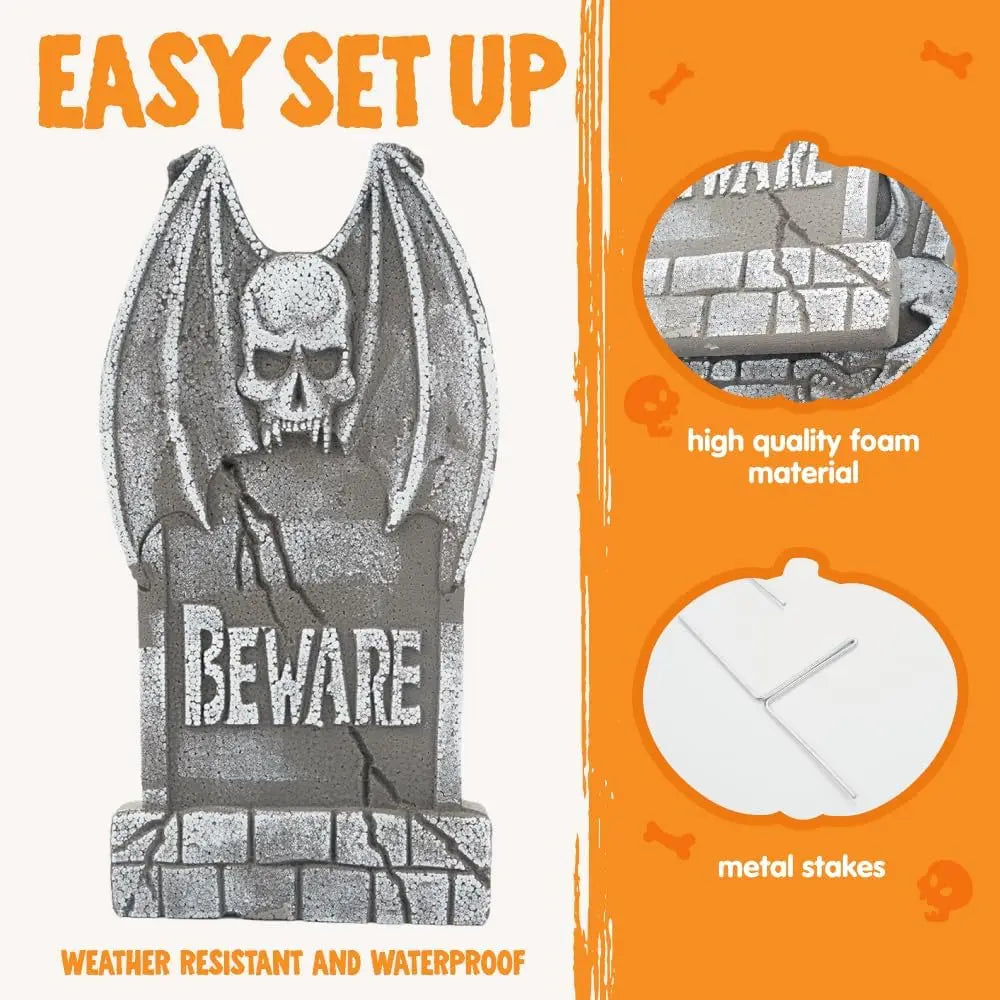 Halloween Foam Tombstone Yard Decoration Set With Stakes