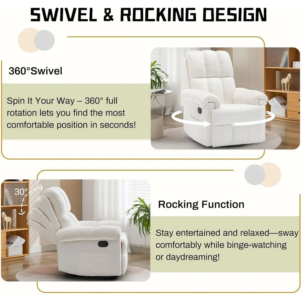 Upholstered Chenille Manual Swivel Recliner Chair For Home