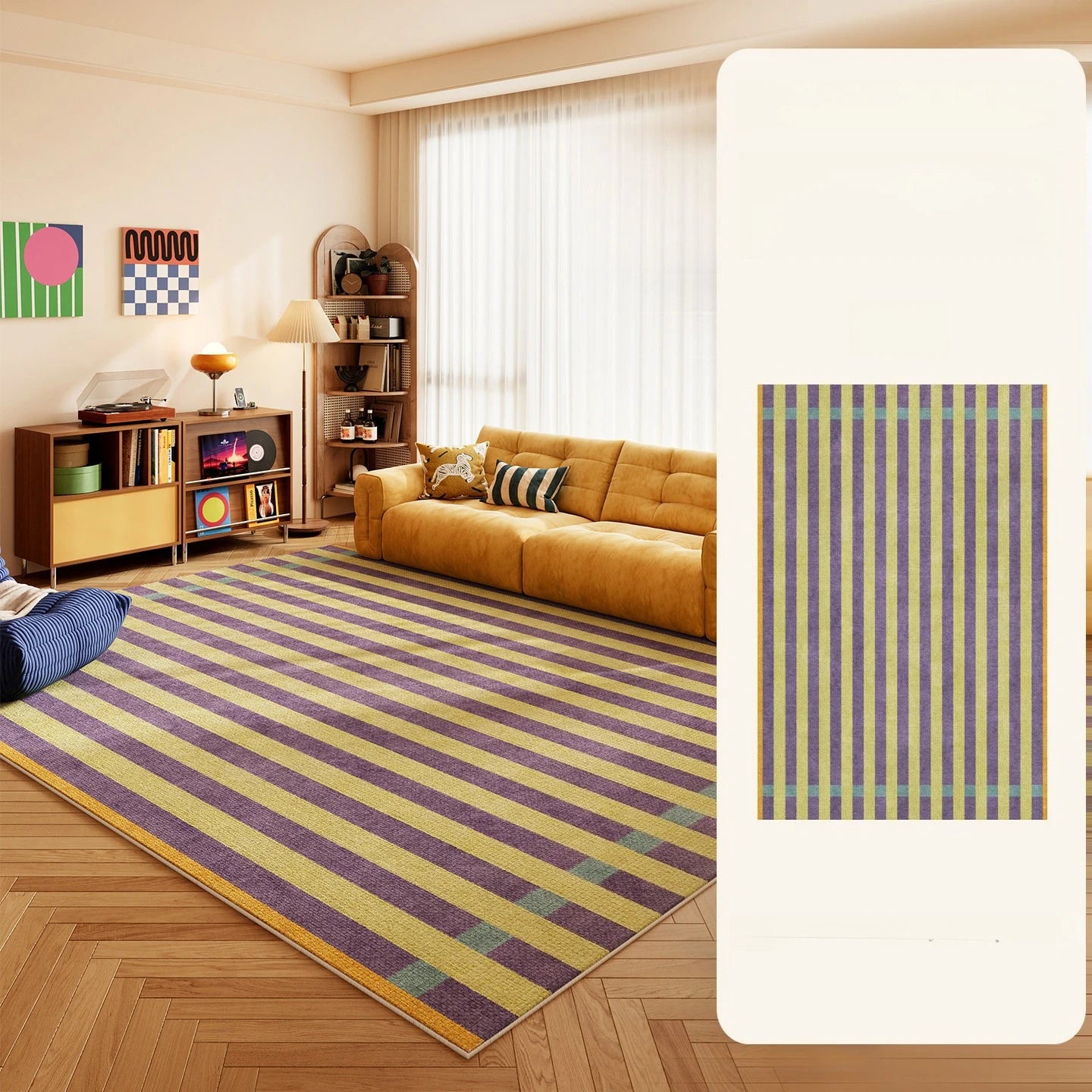 Nordic Geometric Polyester Washable Rug For Living Room