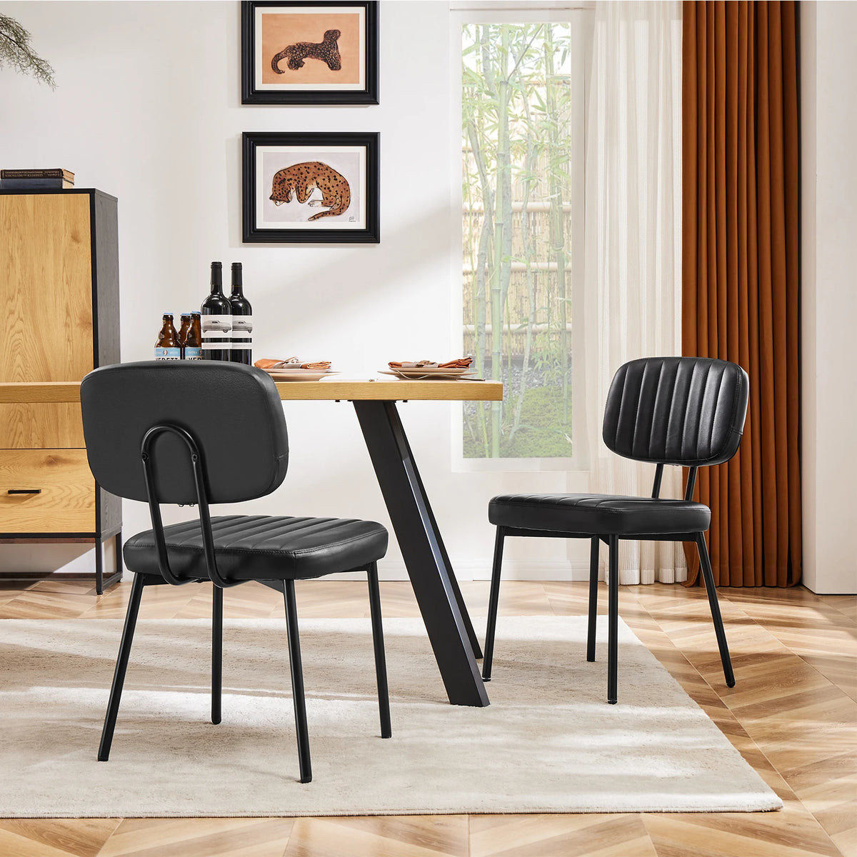 JHK Ergonomic PU Leather Dining Chairs With Lumbar Support
