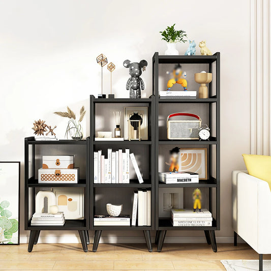Modern Four Tier Display Cabinet With Fluted Doors For Collectibles