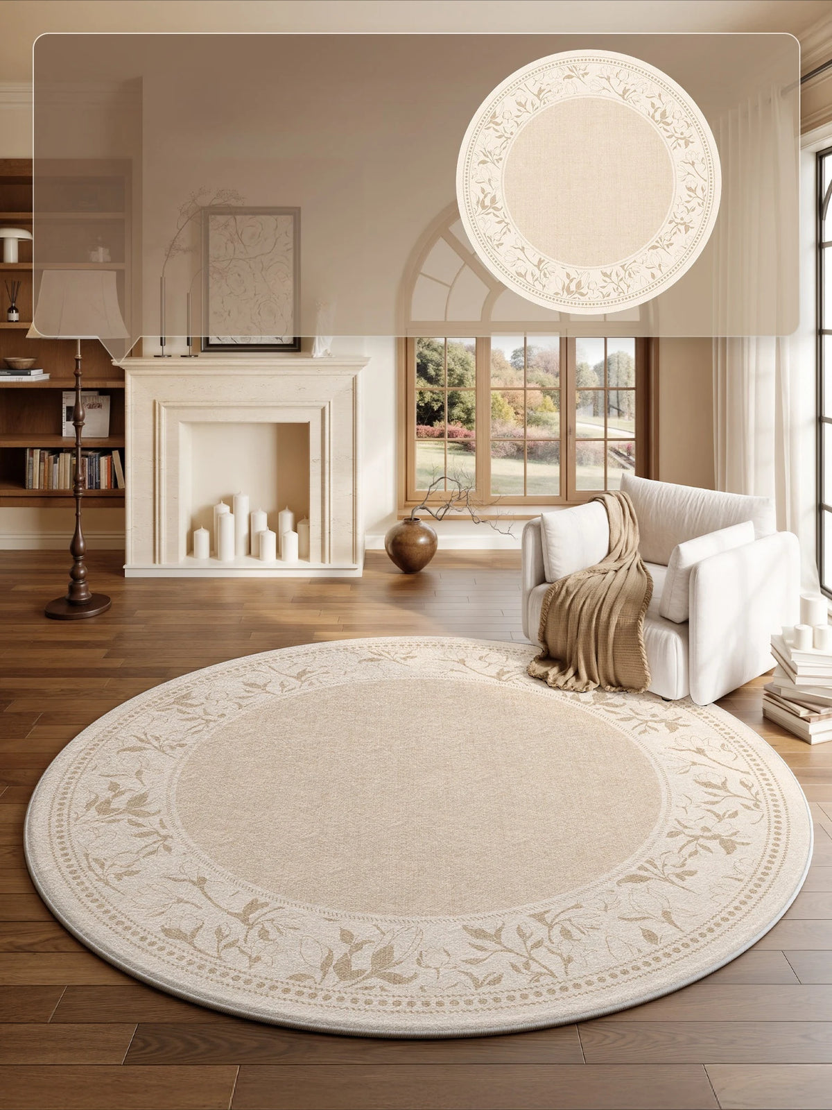 French Style Bedroom Decor Round Carpet Fluffy Soft Carpets for Living Room Thick Plush Bedside Floor Mat Washable Cloakroom Rug