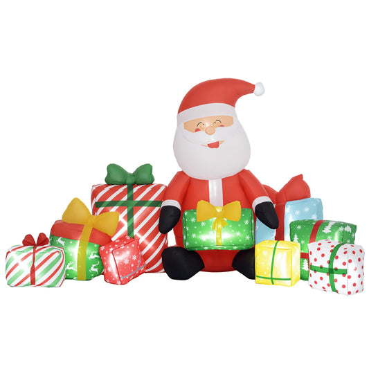 Outdoor Inflatable Santa Claus And Gift Boxes With Led Lights