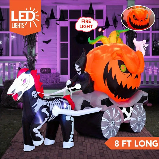 Halloween Pumpkin Carriage Outdoor Inflatable With Led Lights