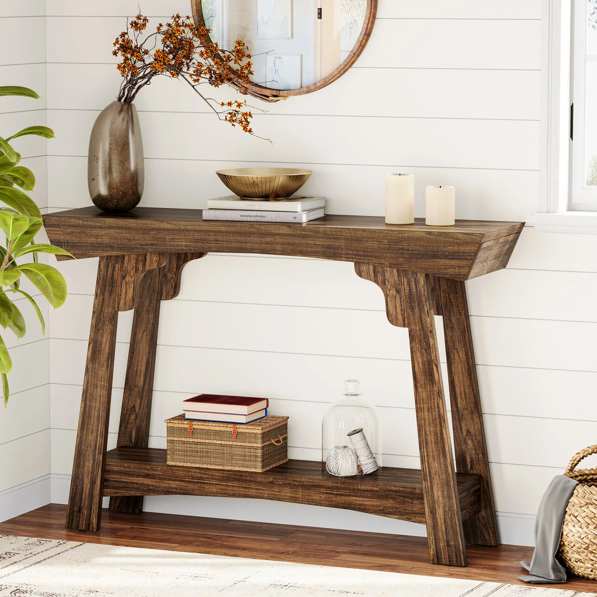 Tribesigns Wooden Console Table With Storage Shelf For Entryway