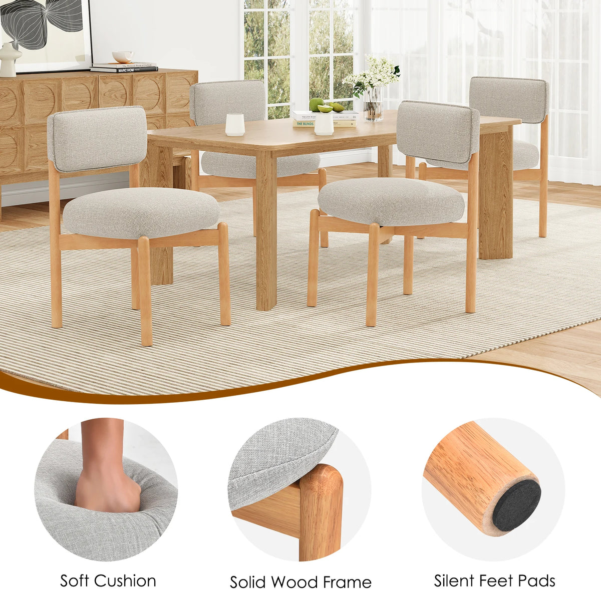 FARINI Set of 2 Modern Upholstered Dining Chairs for Home