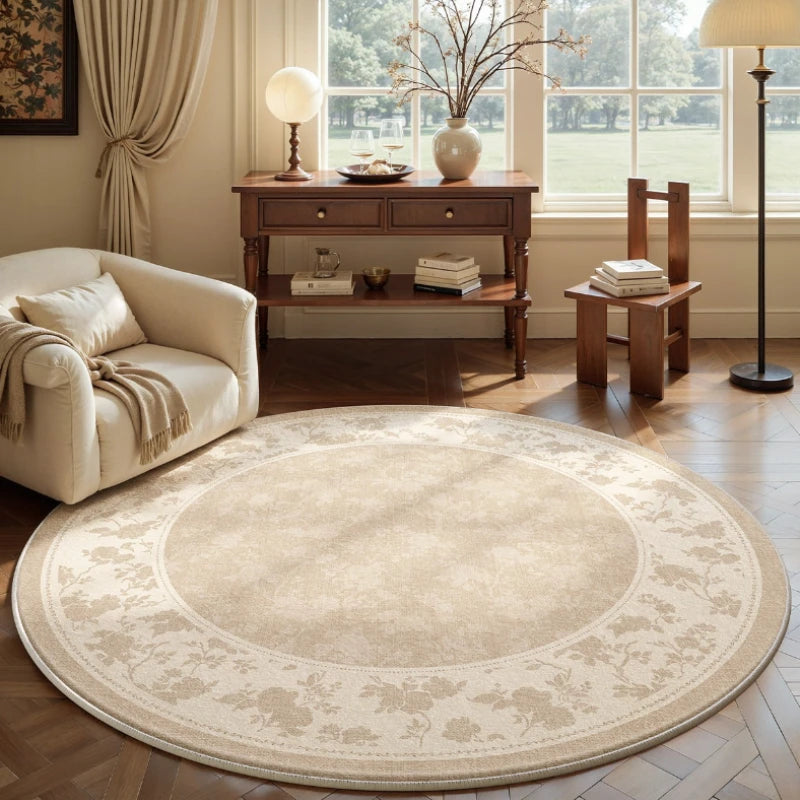 French Style Bedroom Decor Round Carpet Fluffy Soft Carpets for Living Room Thick Plush Bedside Floor Mat Washable Cloakroom Rug