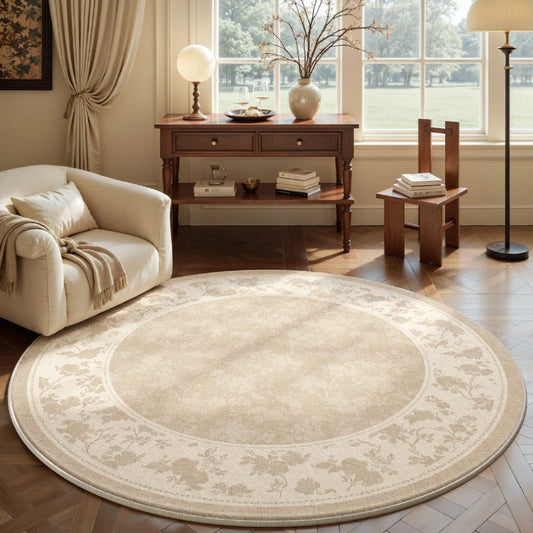French Style Bedroom Decor Round Carpet Fluffy Soft Carpets for Living Room Thick Plush Bedside Floor Mat Washable Cloakroom Rug